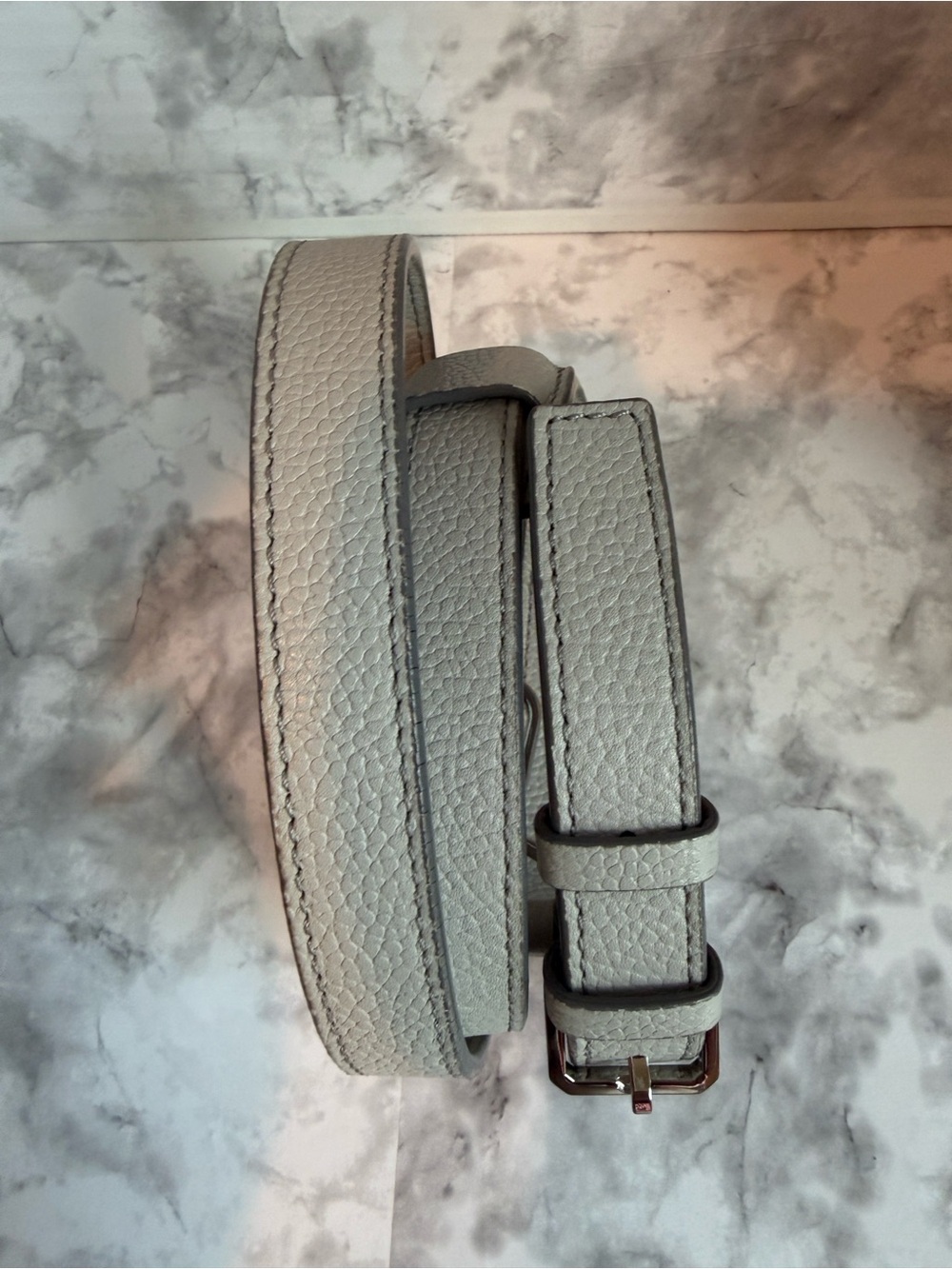 MCM Pebbled Leather Belt in Light Gray